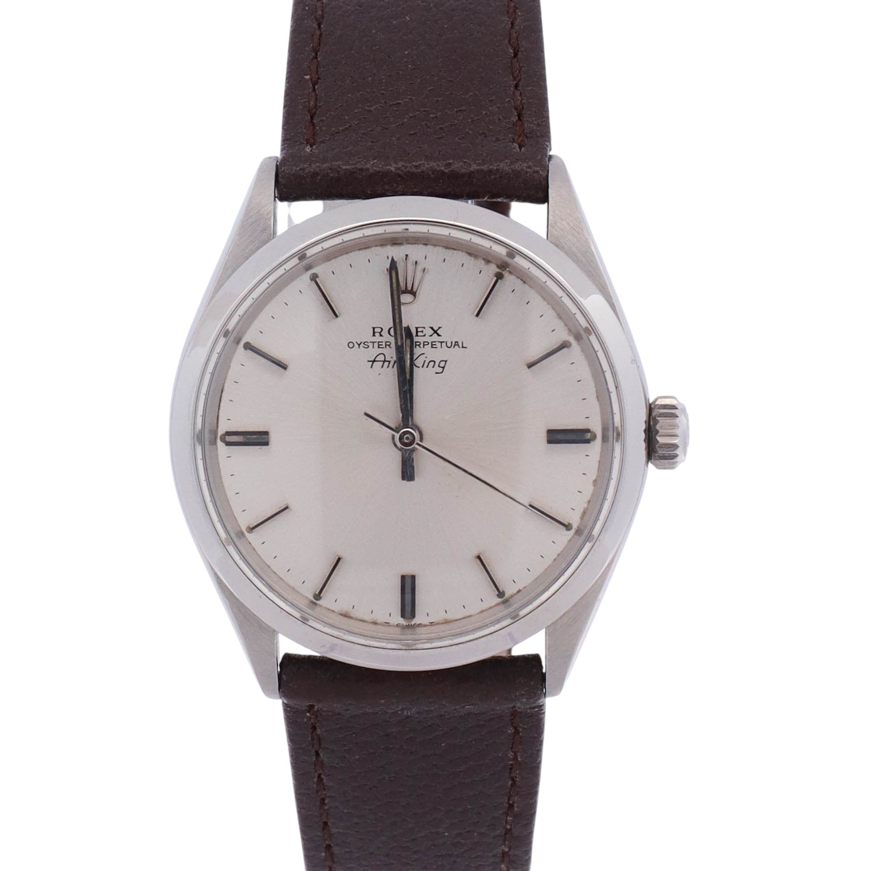 Rolex Air-KIng 34mm Silver Stick Dial Watch Ref# 5500