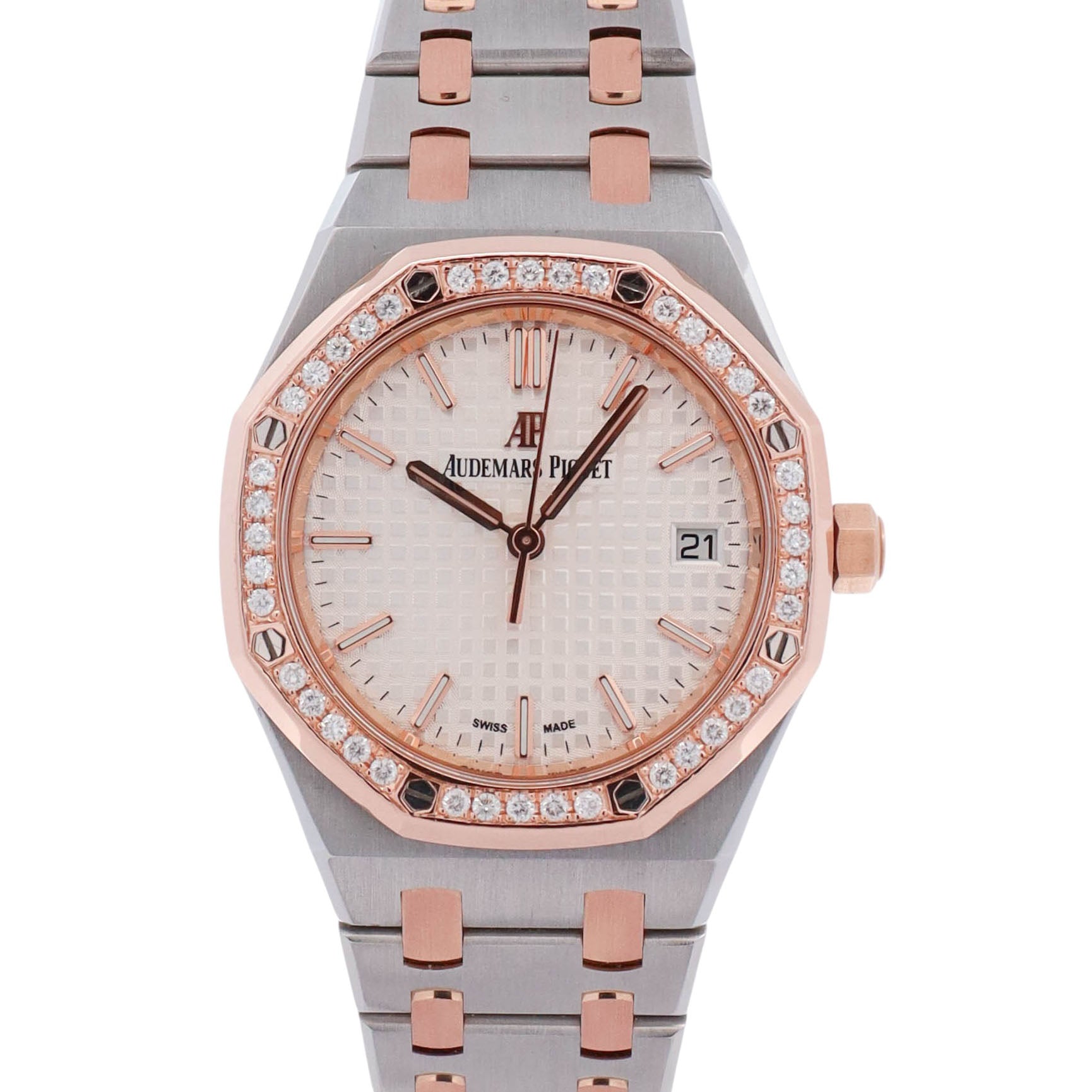 Audemars Piguet Royak Oak 33mm White Stick Dial Watch Ref# 77350SR.OO.1261SR.01 - Happy Jewelers Fine Jewelry Lifetime Warranty