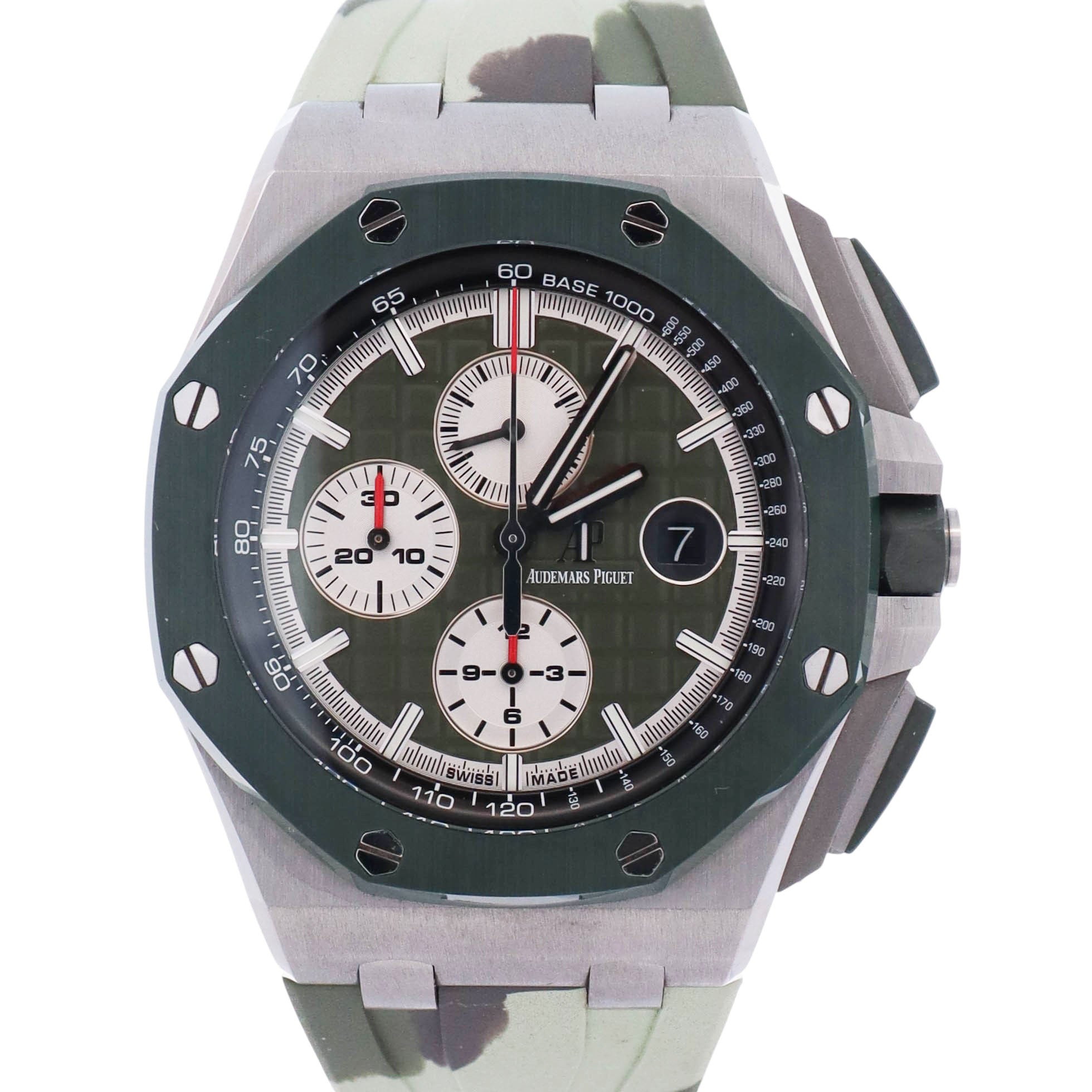 Audemars Piguet Royal Oak Offshore 44mm Green Chronograph Dial Watch Ref# 26400SO.OO.A055CA.01 - Happy Jewelers Fine Jewelry Lifetime Warranty