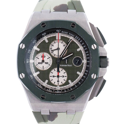 Audemars Piguet Royal Oak Offshore 44mm Green Chronograph Dial Watch Ref# 26400SO.OO.A055CA.01 - Happy Jewelers Fine Jewelry Lifetime Warranty