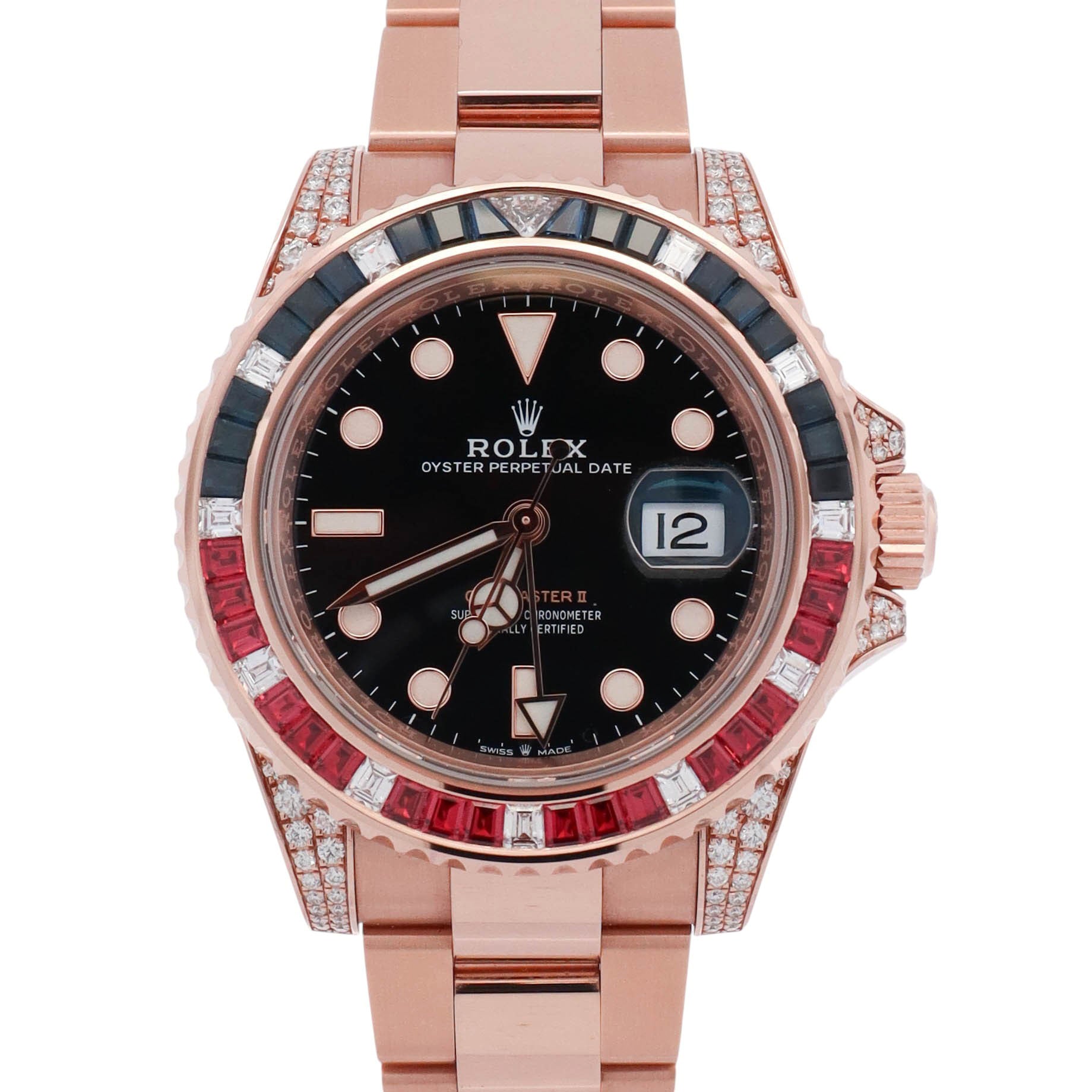 Rolex GMT-Master II Rose Gold 40mm Black Dot Dial Watch Ref # 126755SARU - Happy Jewelers Fine Jewelry Lifetime Warranty