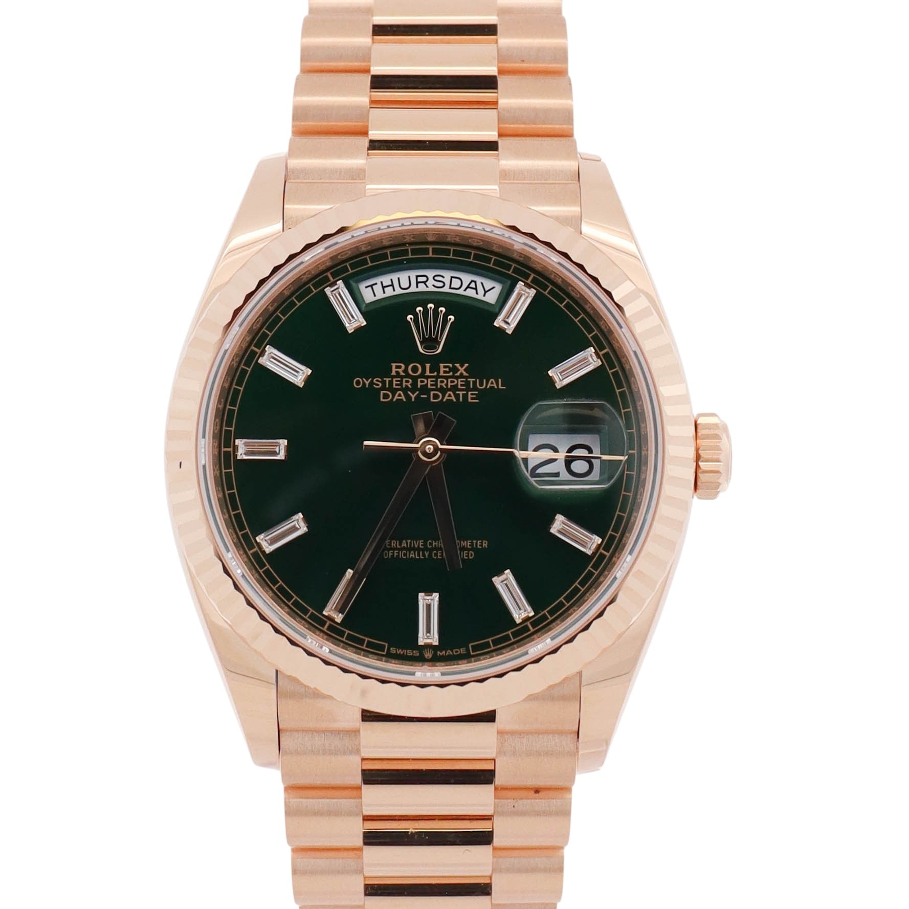Rolex Day-Date 36mm Ombre Green Dial Watch Ref# 128238 - Happy Jewelers Fine Jewelry Lifetime Warranty