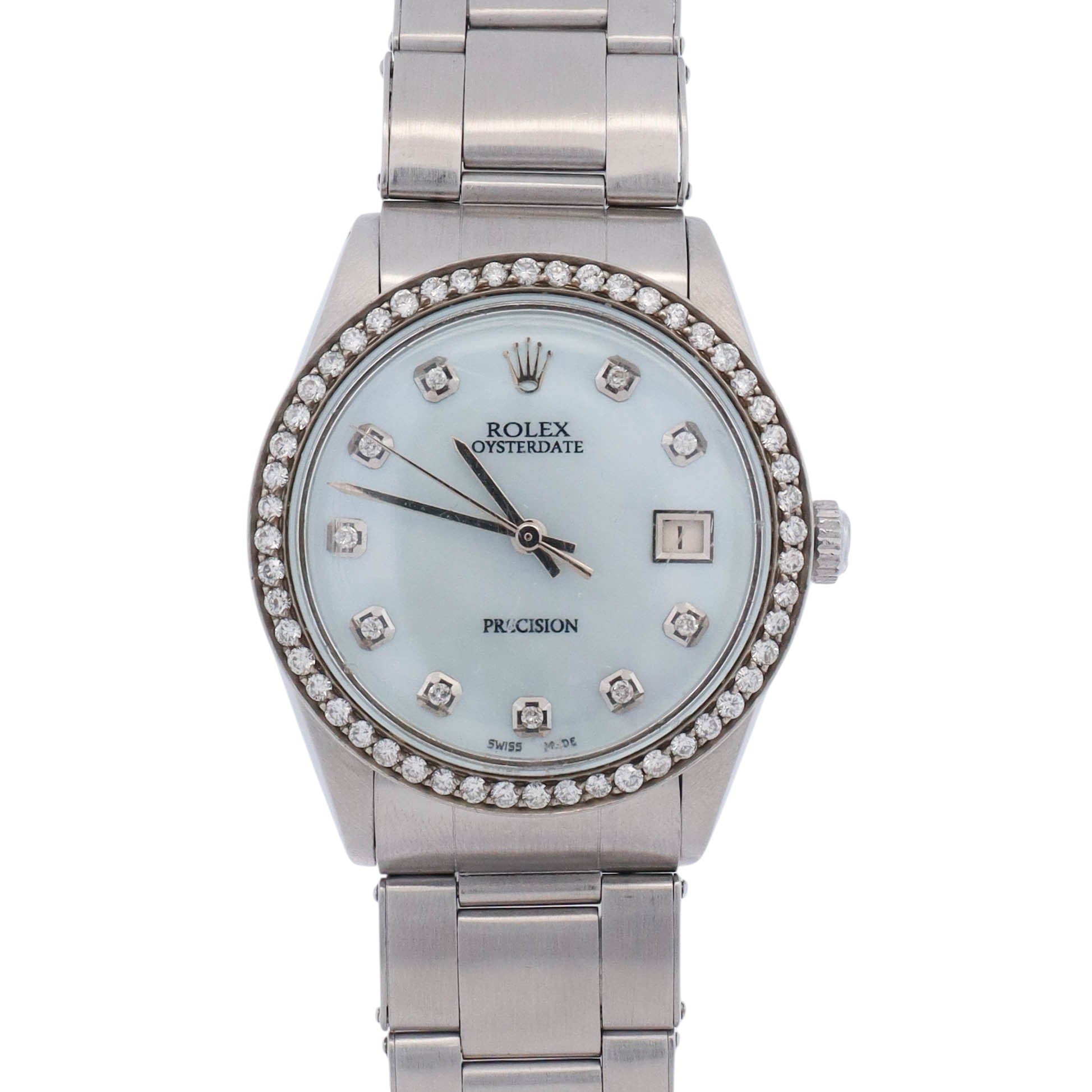 Rolex Oysterdate 34mm Aftermarket Mother Of Pearl Dial Ref# 6694