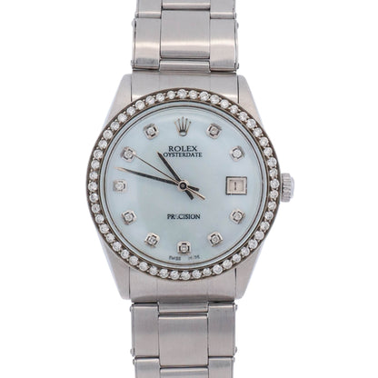 Rolex Oysterdate 34mm Aftermarket Mother Of Pearl Dial Ref# 6694