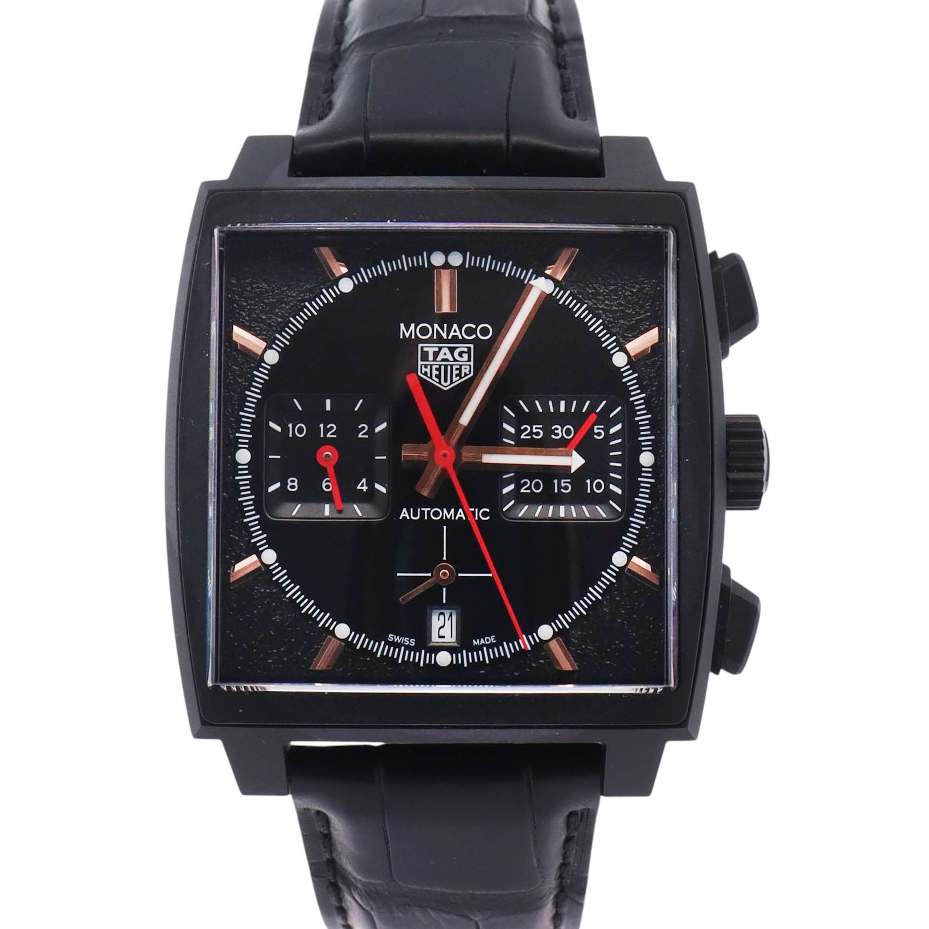 Tag Heuer Monaco 39mm Black Dial Watch Ref# CBL2180.FC6497