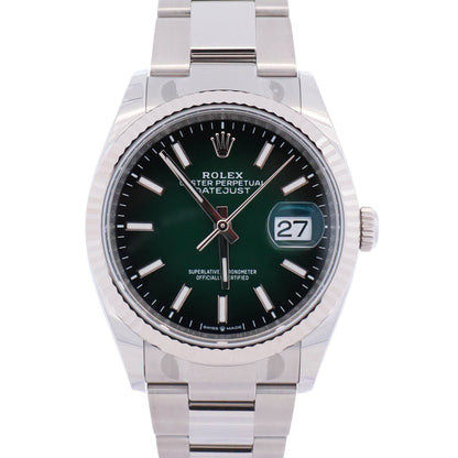 Rolex Datejust 36mm Ombre Green Dial Watch Ref# 126233