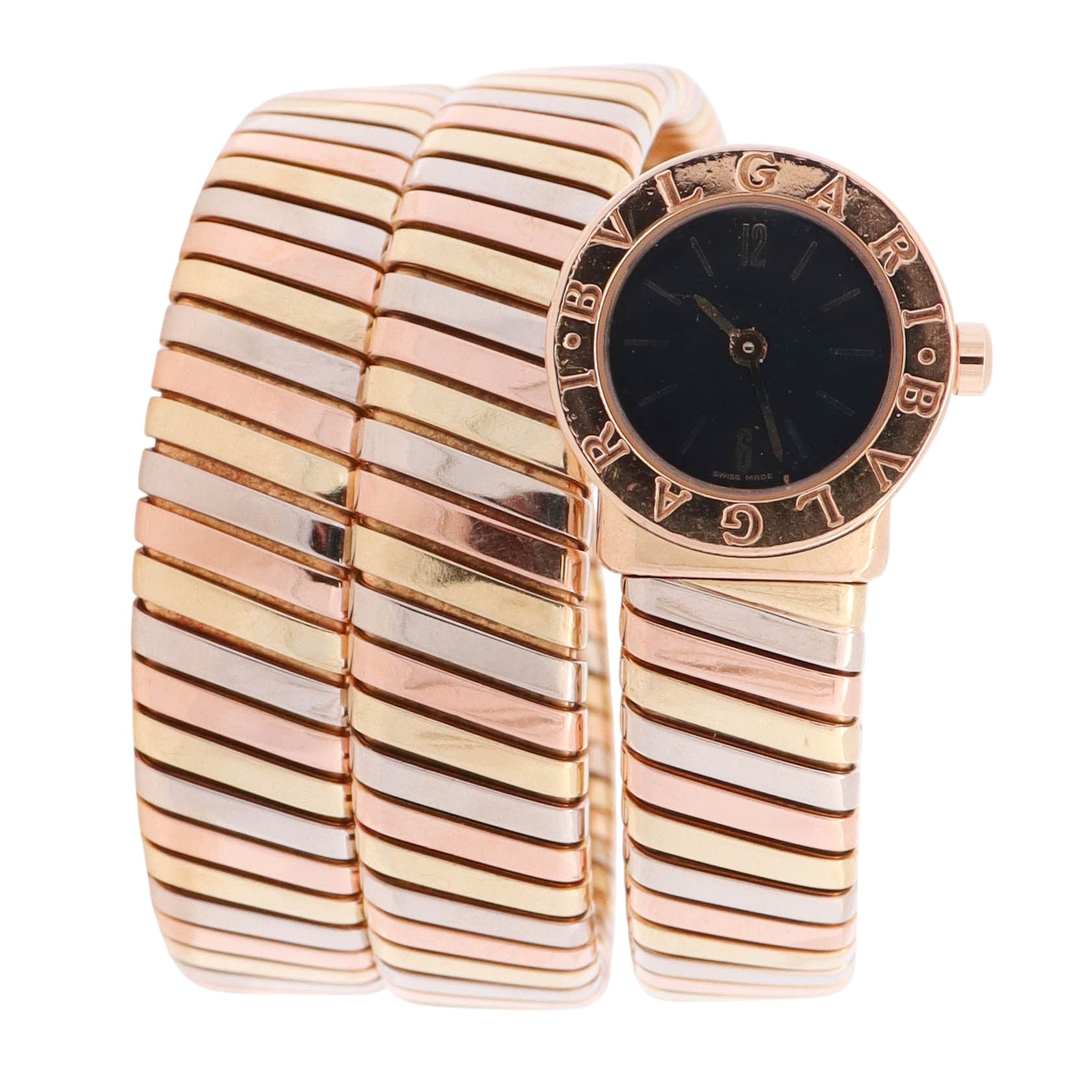 Bvlgari Serpenti Spiga 19mm Black Dial Watch Ref#BB191T
