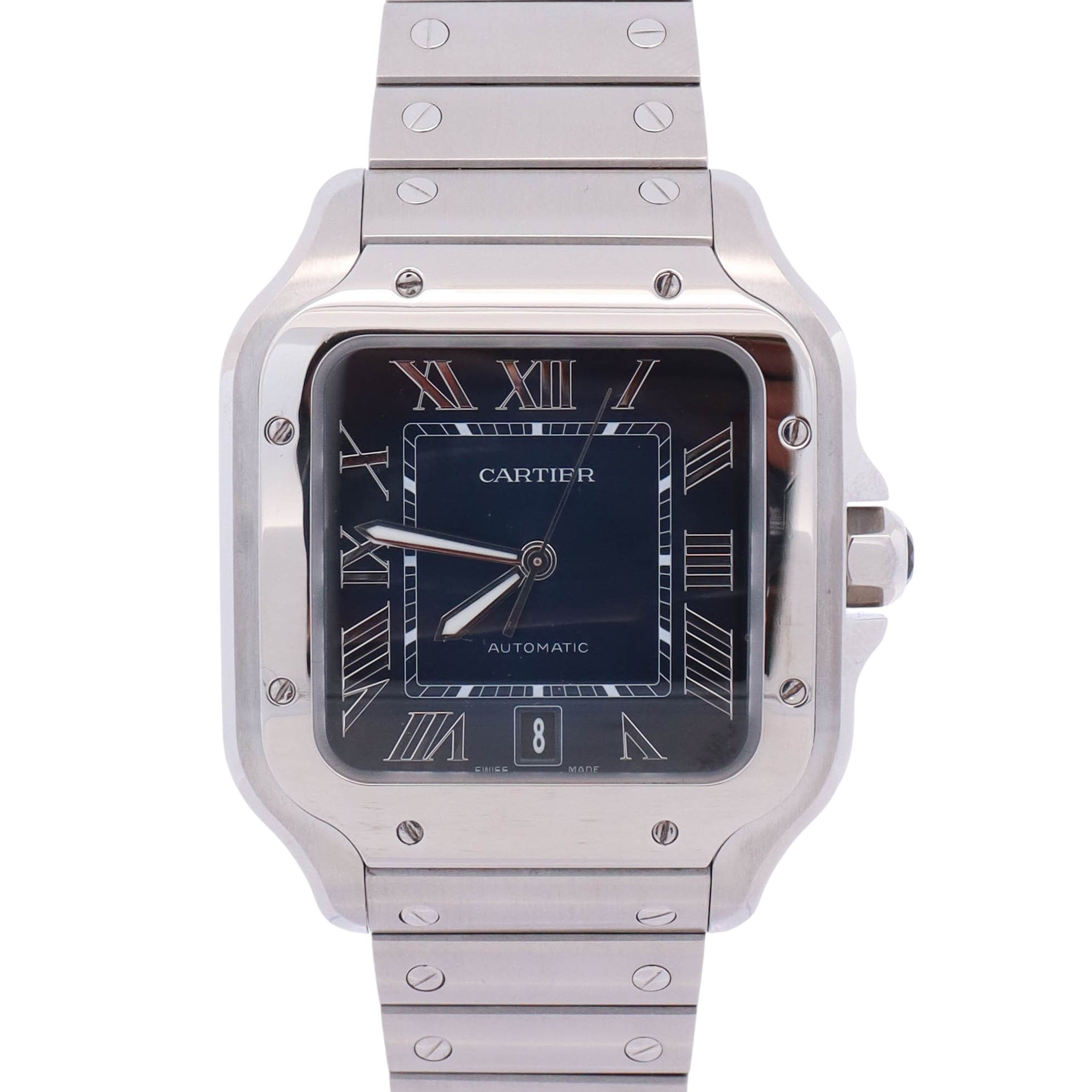Cartier Santos Stainless Steel 40mm Blue Dial Watch Ref# WSSA0071