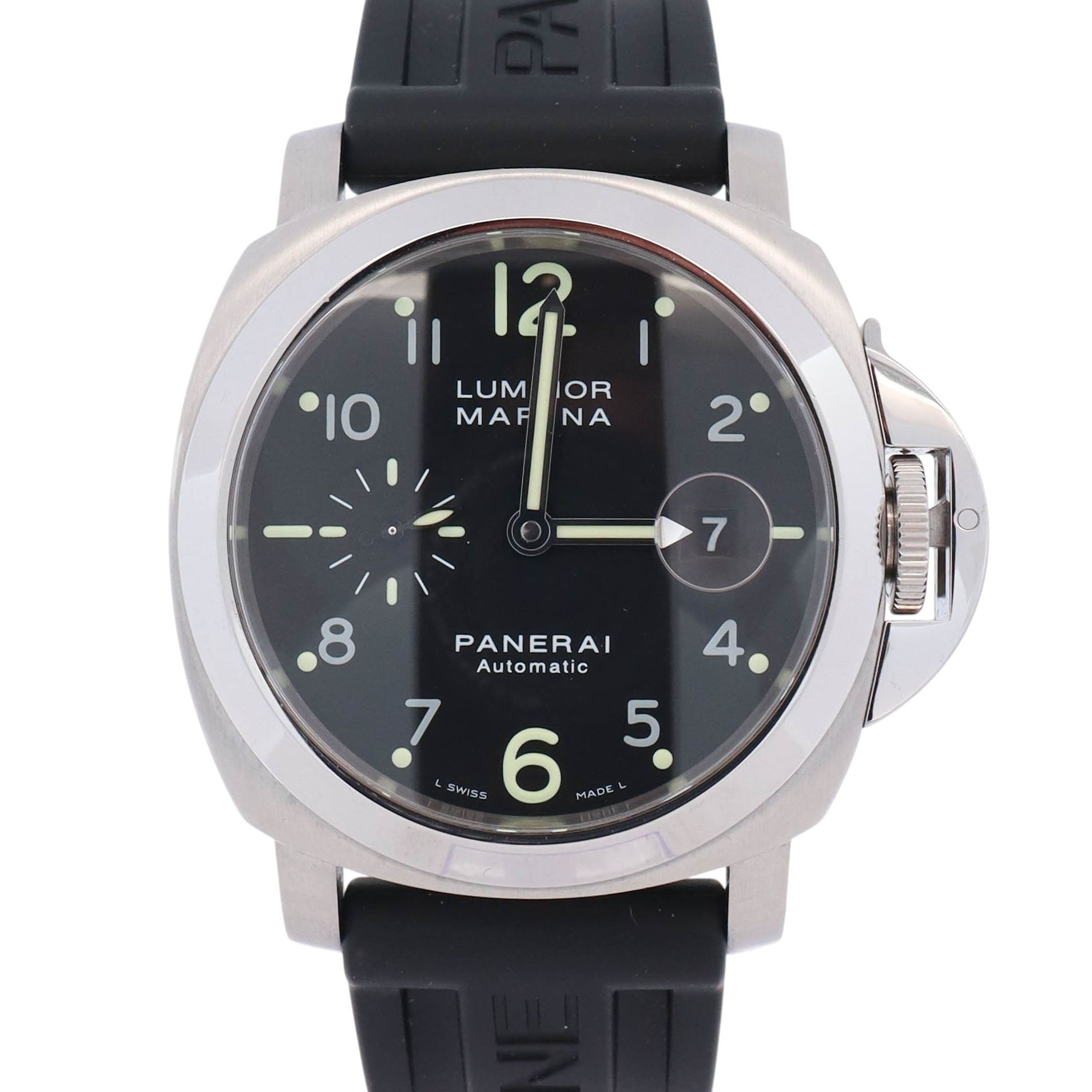 Panerai Luminor Marina Acciaio 44mm Black Dial Watch Ref# PAM00164