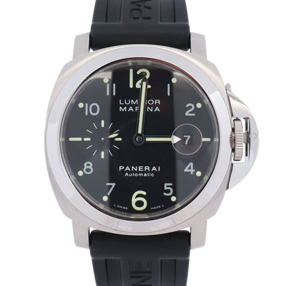 Panerai Luminor Marina Acciaio 44mm Black Dial Watch Ref# PAM00164