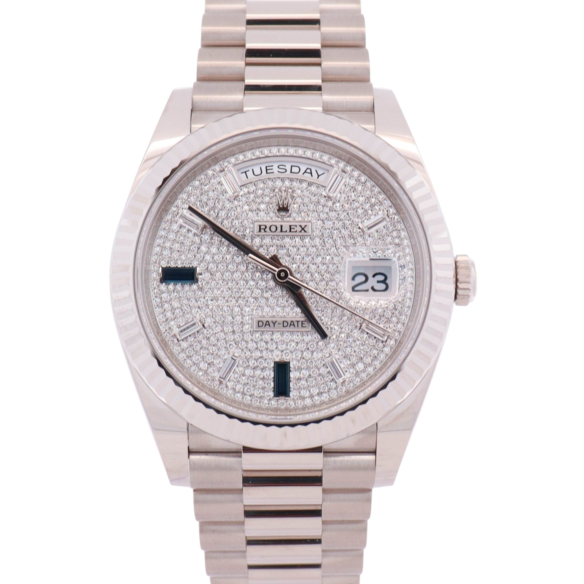 Rolex Day-Date 40mm Diamond Pave Dial with Baguette Hour Markers Ref 228239