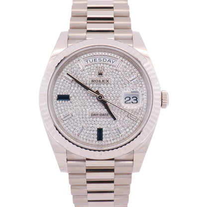 Rolex Day-Date 40mm Diamond Pave Dial with Baguette Hour Markers Ref 228239