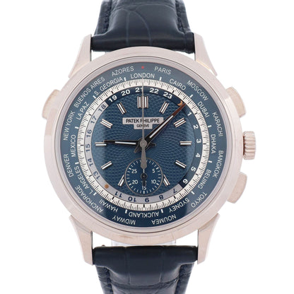 Patek Philippe World Time 39.5mm Blue Dial Watch Ref# 5930G-010