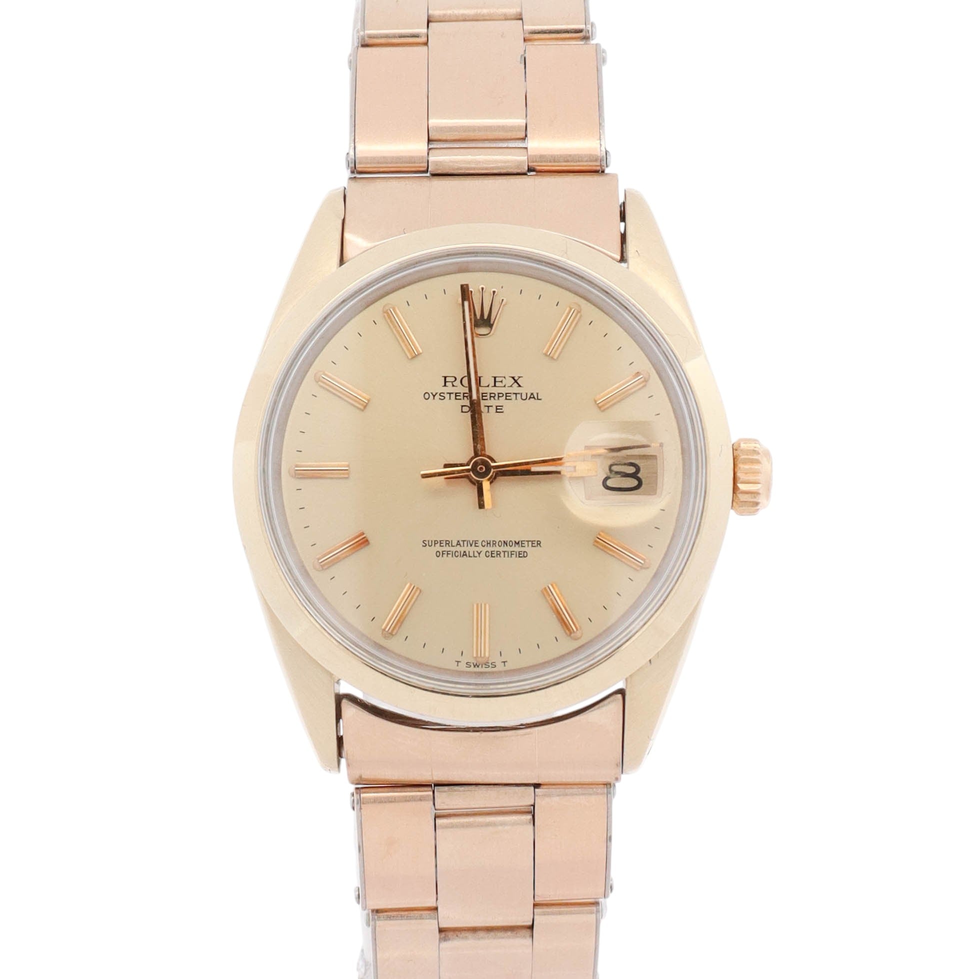 Rolex Oyster Perpetual Date 34mm Champagne Dial Watch Ref# 1550