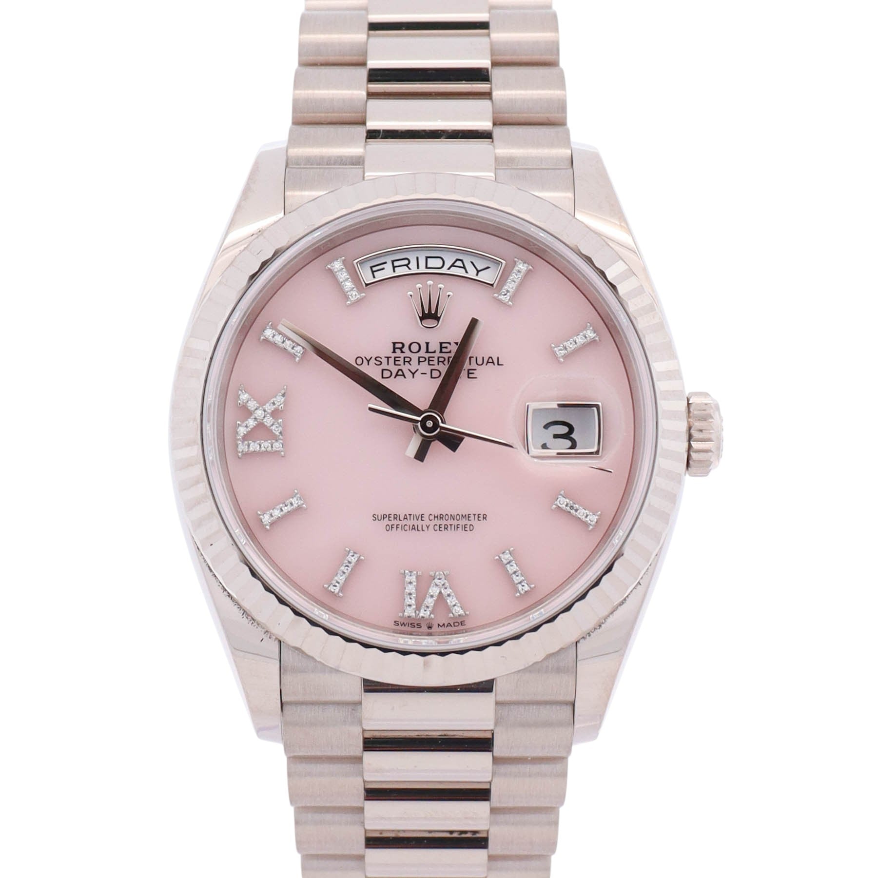 Rolex Day Date 36mm Factory Pink Dial Watch Ref# 128239