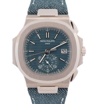 Patek Philippe Nautilus 40.5mm Blue Stick Dial Watch Ref# 5980/60G-001