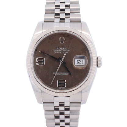 Rolex Datejust 36mm Rhodium Flower Dial Watch Ref# 116234