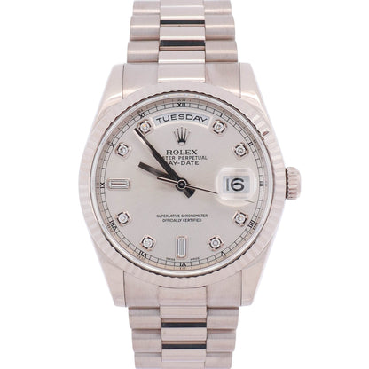 Rolex Day-Date 36mm Silver Dial Watch Ref# 118239