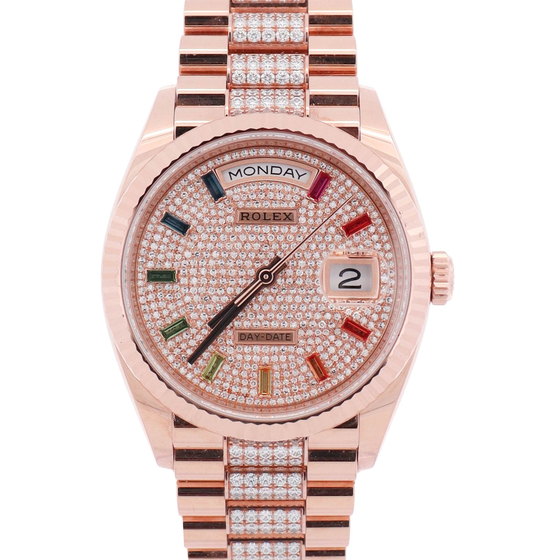 Rolex Day-Date 36mm Pave Dial Watch Ref# 128235