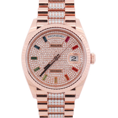 Rolex Day-Date 36mm Pave Dial Watch Ref# 128235