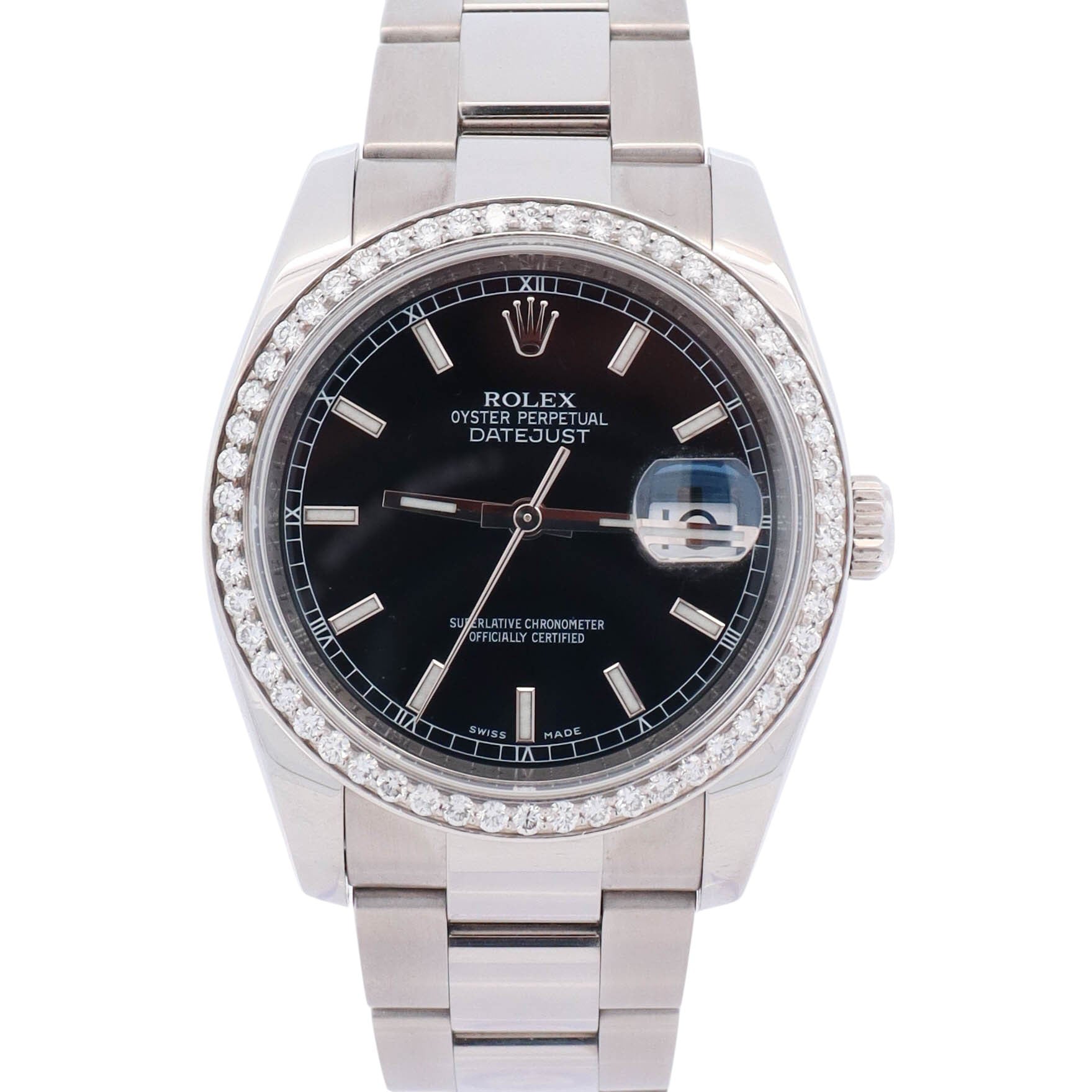 Rolex Datejust 36mm Black Stick Dial Watch Ref# 116200