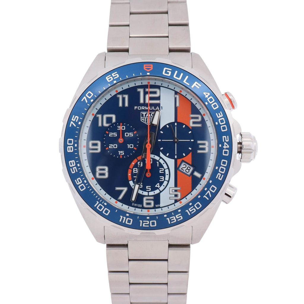 GRANDPRIX ORIGINALS Gulf Heuer ワンショルダー Tag Heuer Formula One x Gulf 43mm Blue Dial Watch Ref# CAZ101AT