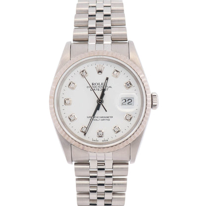 Rolex Datejust 36mm White Dial Watch Ref# 16234