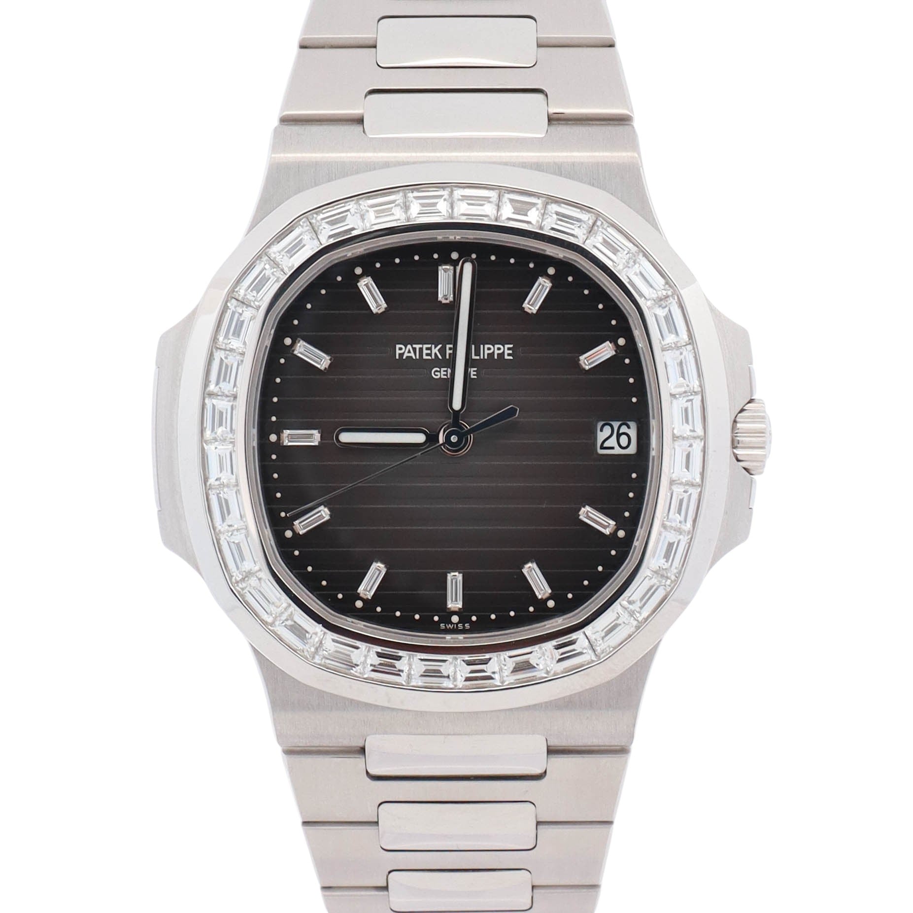 Patek Philippe Nautilus 40mm Sunburst Charcoal Gray Dial Watch Ref# 5711/110P-001