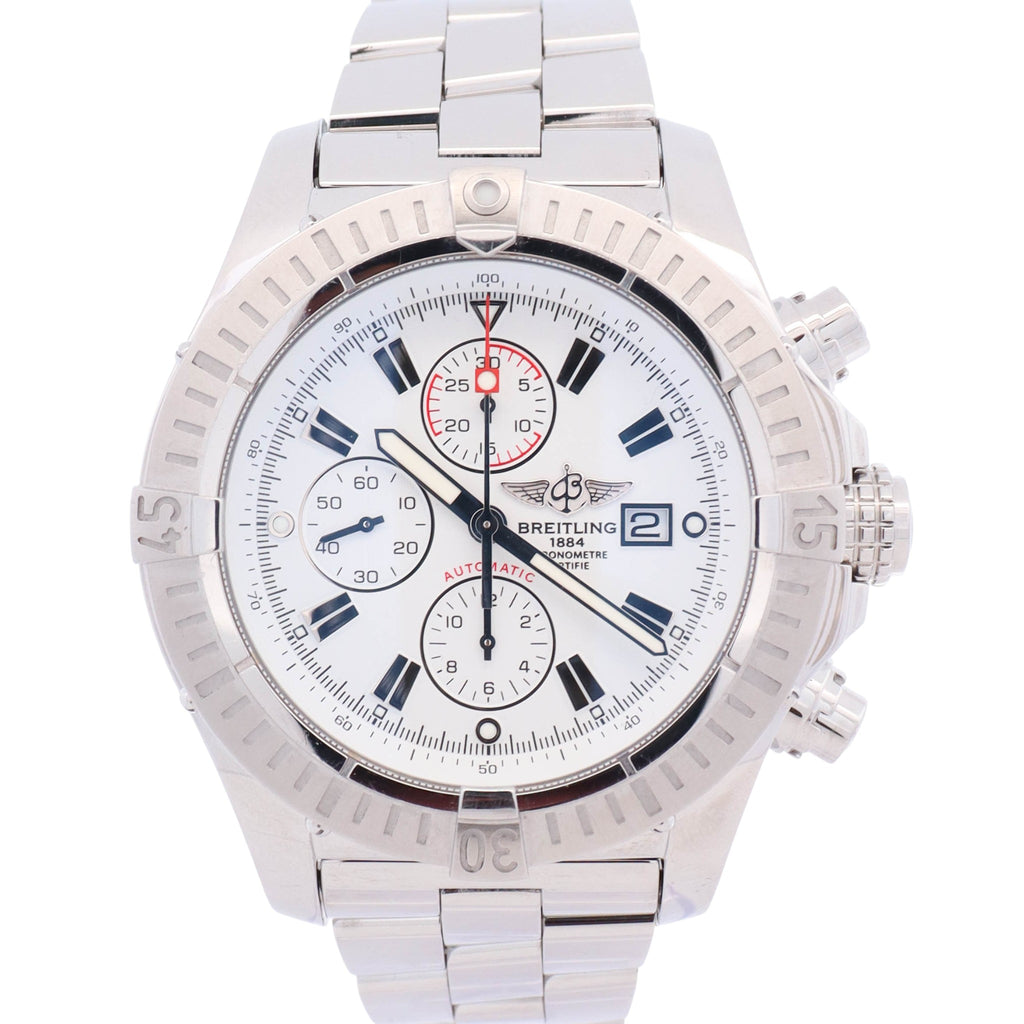 Breitling Super Avenger 48mm White Dial Watch Ref# A13370 – Happy