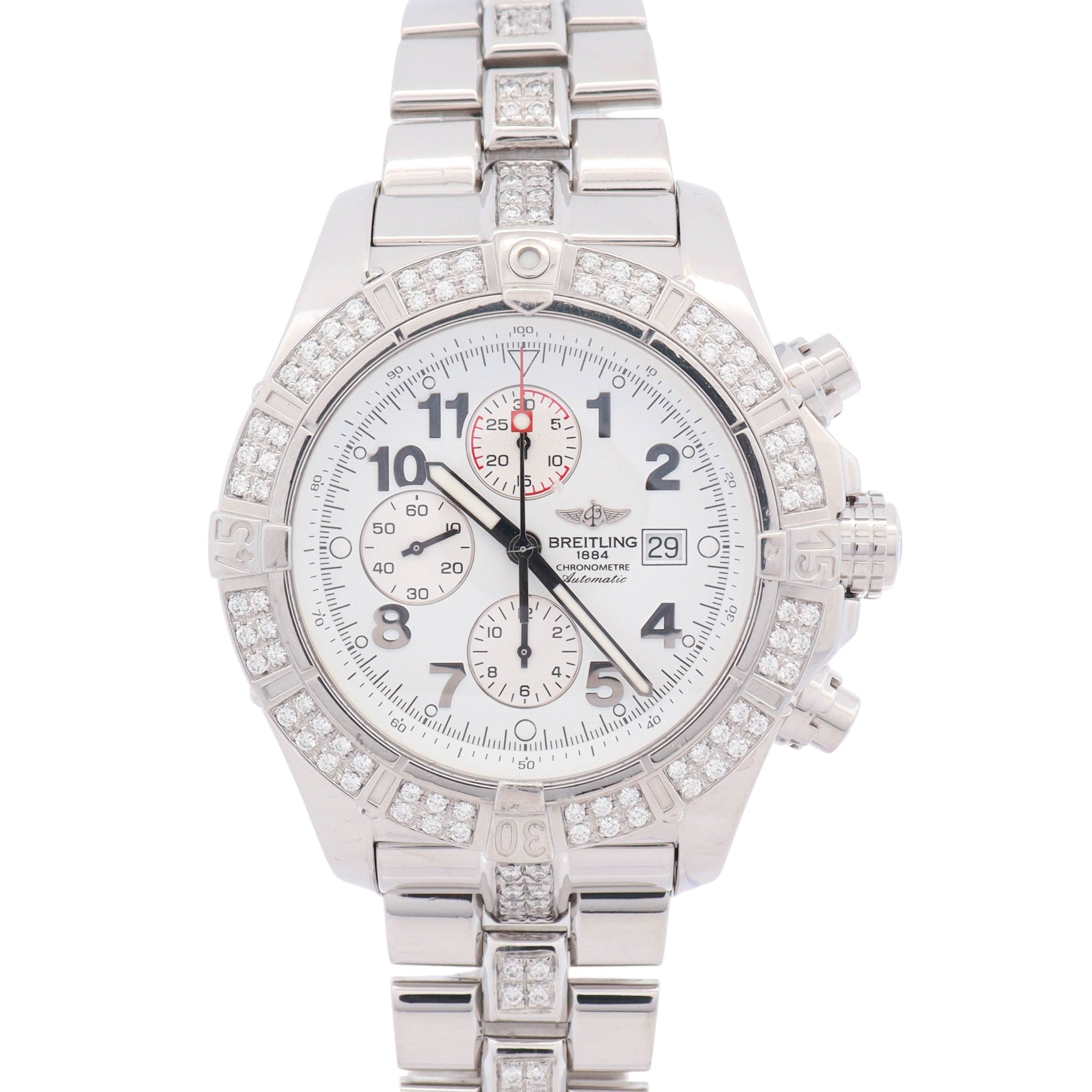 Breitling Super Avenger 48mm White Dial Watch Ref# A13370