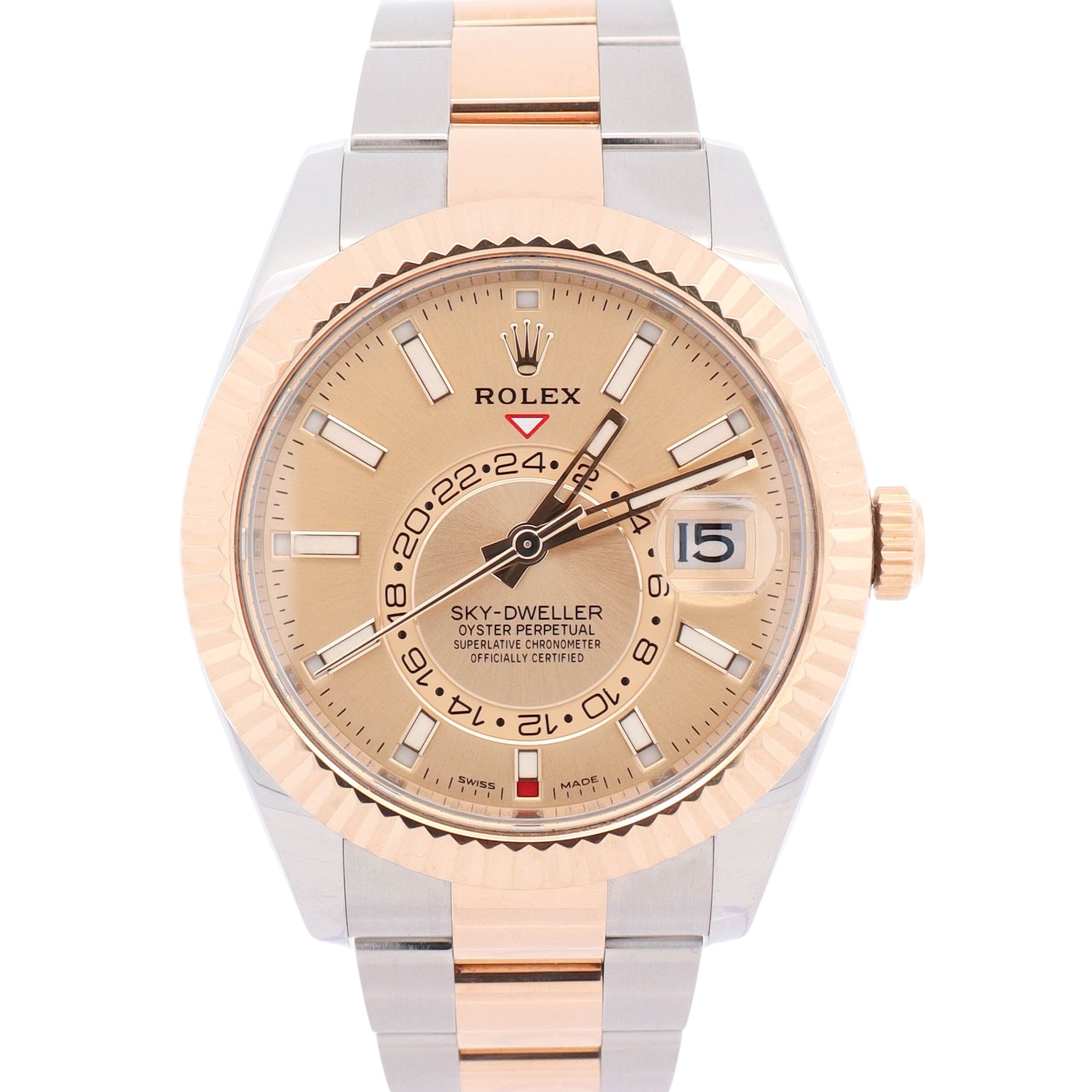 Rolex Sky-Dweller 42mm Champagne Stick Dial Watch Ref# 326933