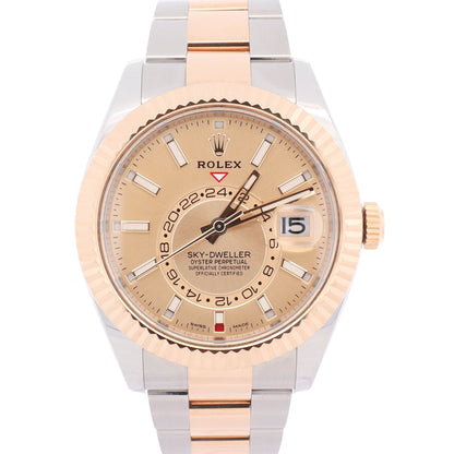 Rolex Sky-Dweller 42mm Champagne Stick Dial Watch Ref# 326933