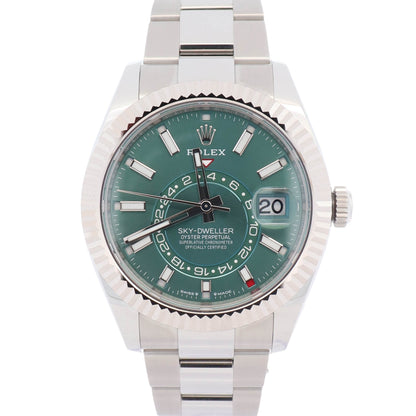 Rolex Sky-Dweller 42mm Green Dial Watch Ref# 336934