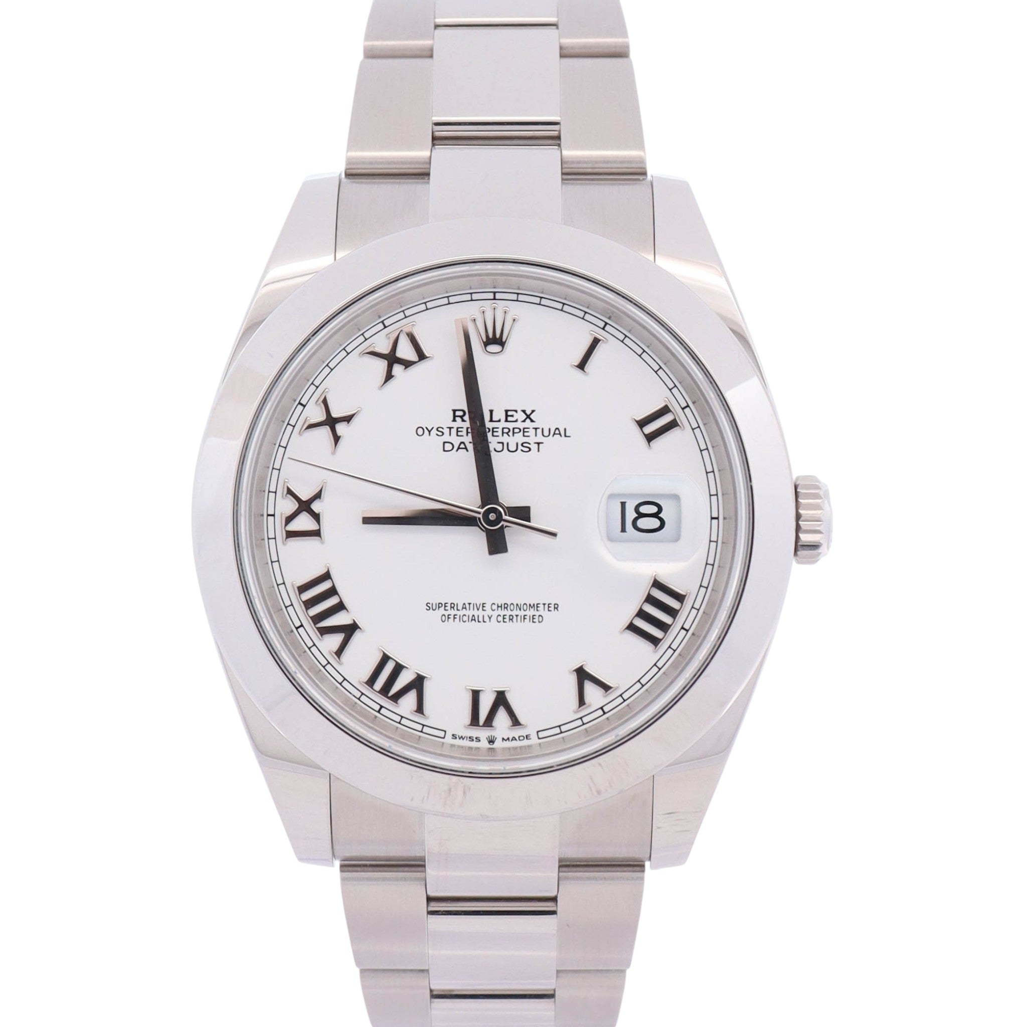 Rolex Datejust 41mm White Roman Dial Watch Ref# 126300