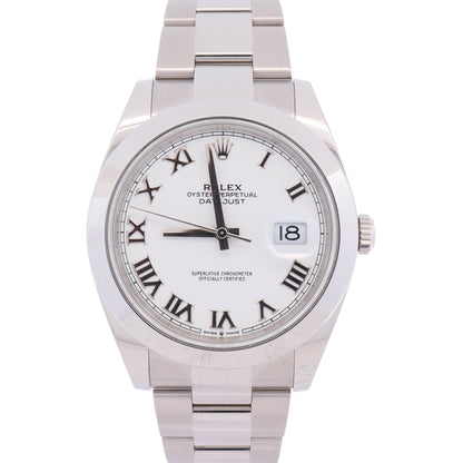 Rolex Datejust 41mm White Roman Dial Watch Ref# 126300