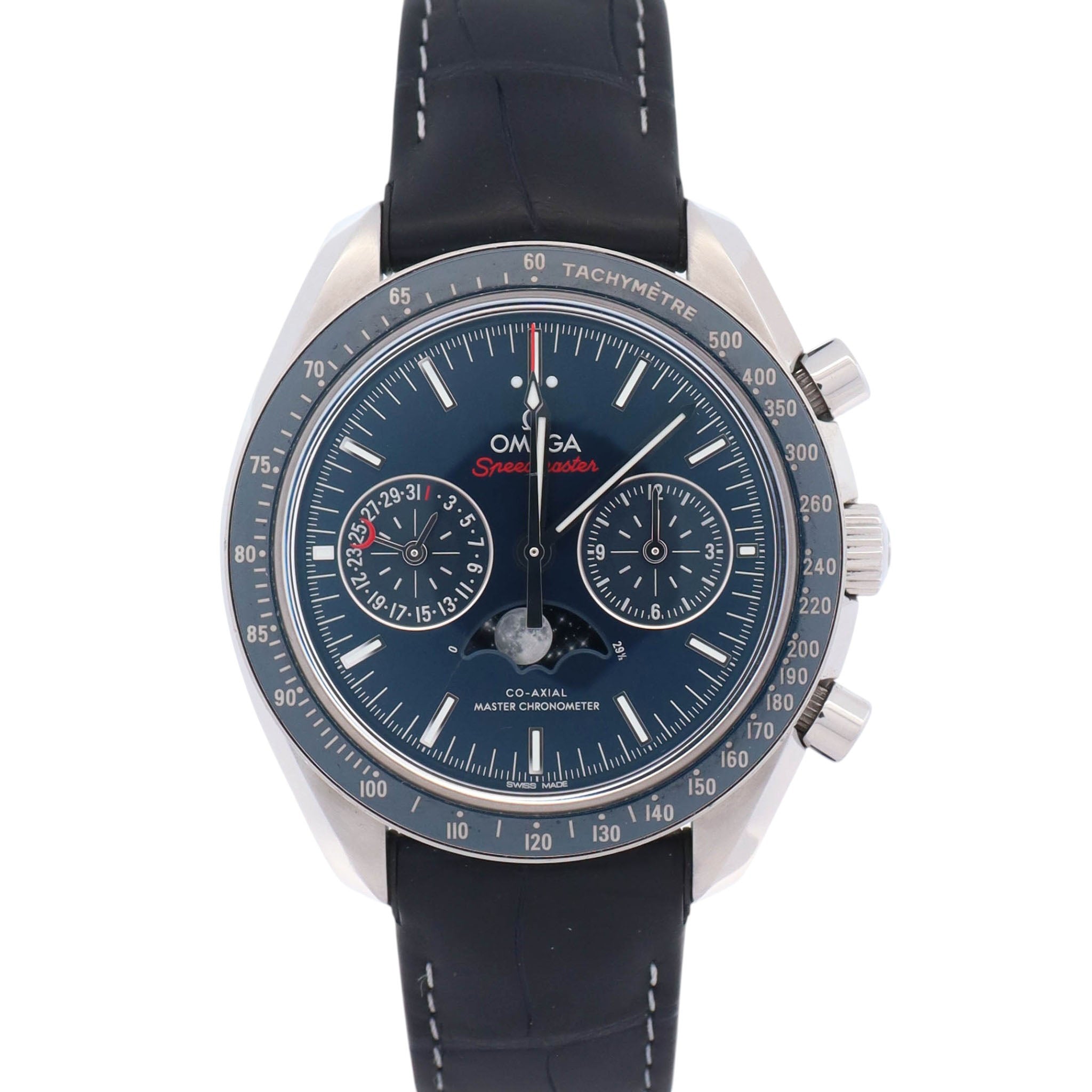 Omega Speedmaster Moonphase 44.25mm Blue Chronograph Dial Watch Ref# 304.33.44.52.03.001