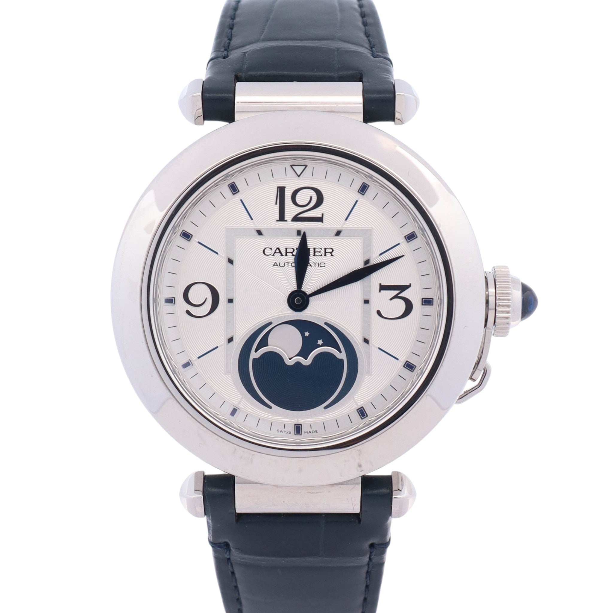 Cartier Pasha Moon Phase 41mm Silver Dial Watch Ref# WSPA0030