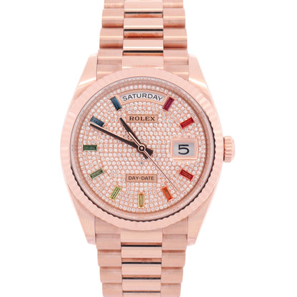 Rolex Day-Date 36mm Pave Dial Watch Ref# 128235