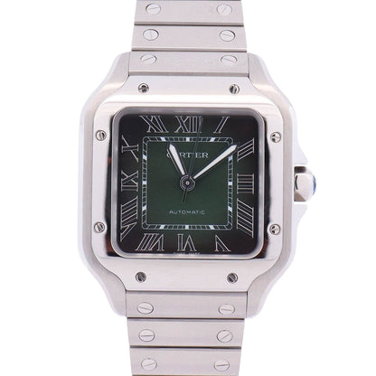 Cartier Santos De Cartier 35x42mm Green Dial Watch Ref# WSSA0061
