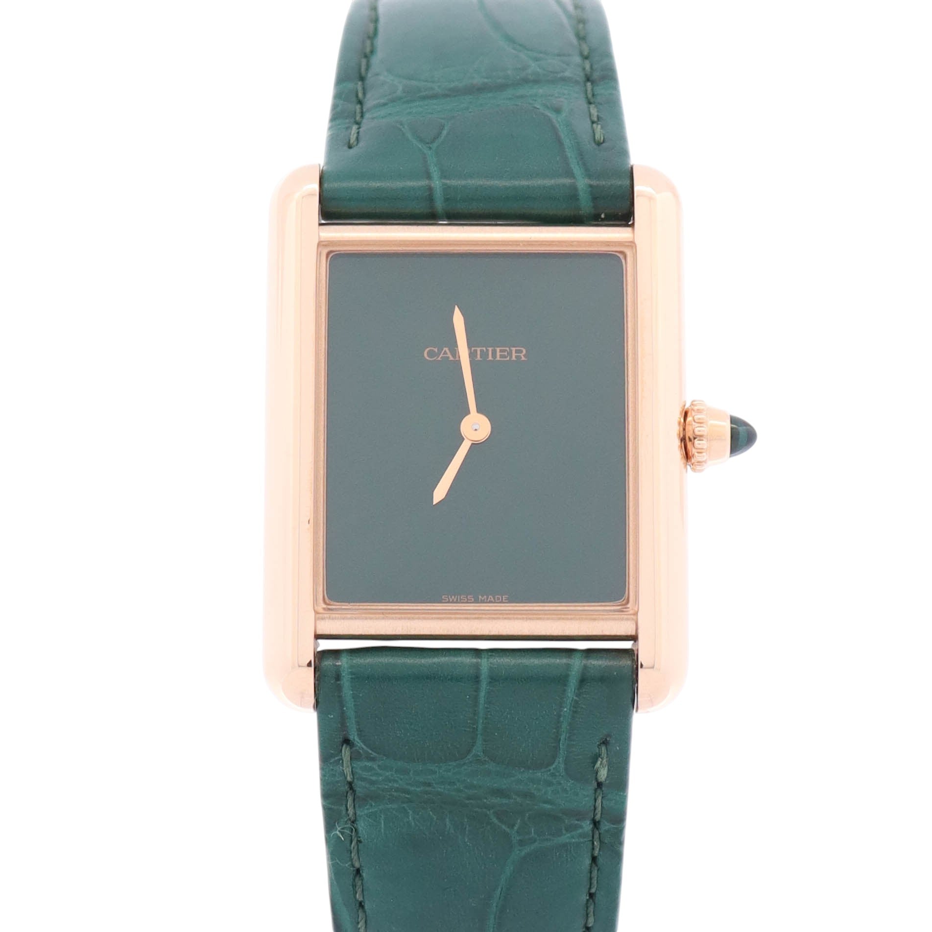Cartier Tank Louis 33.7 x 25.5mm Green Dial Watch Ref# WGTA0191