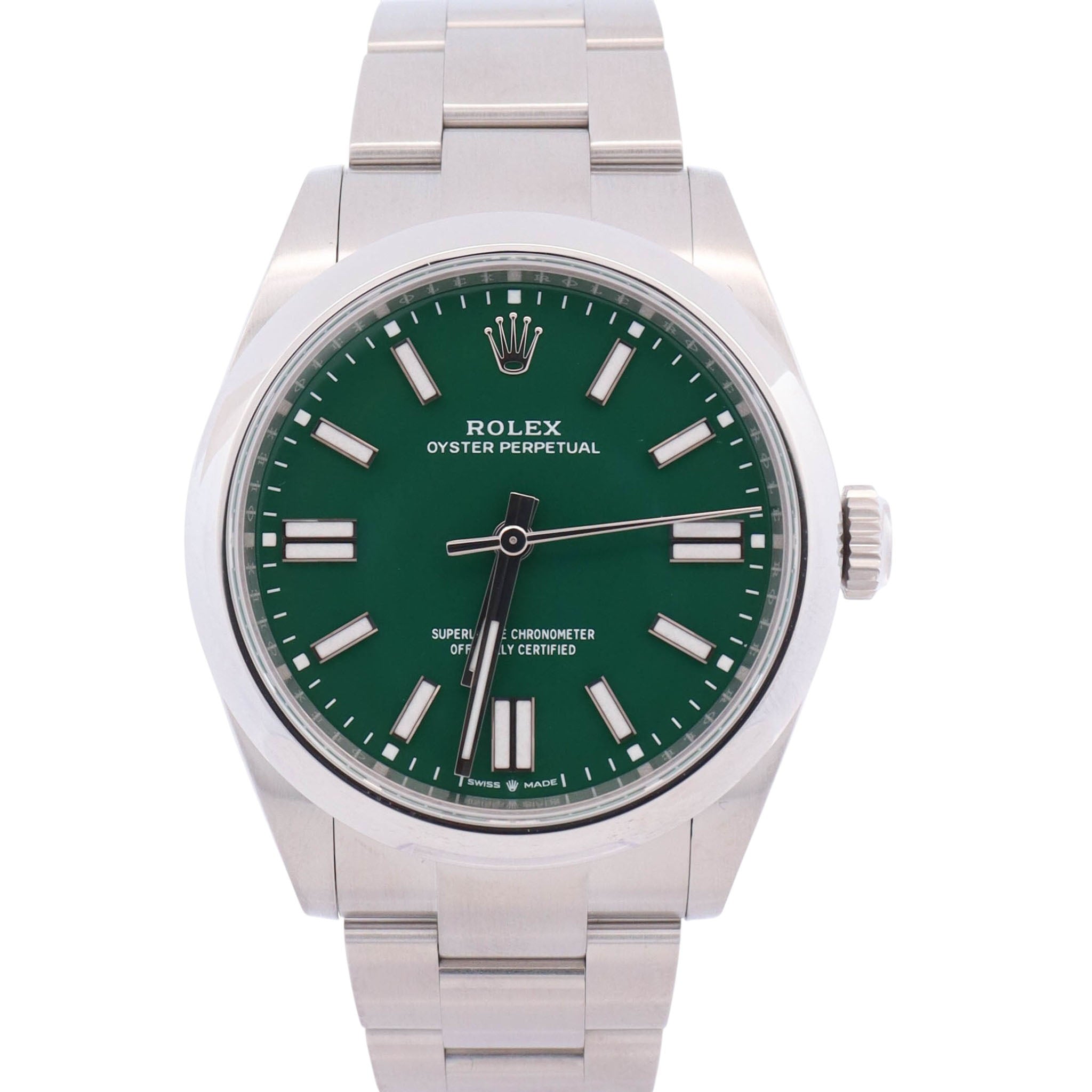 Rolex Oyster Perpetual 41mm Green Dial Watch Ref# 134300