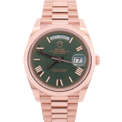 Rolex Day-Date 40mm Olive Dial Watch Ref# 228235