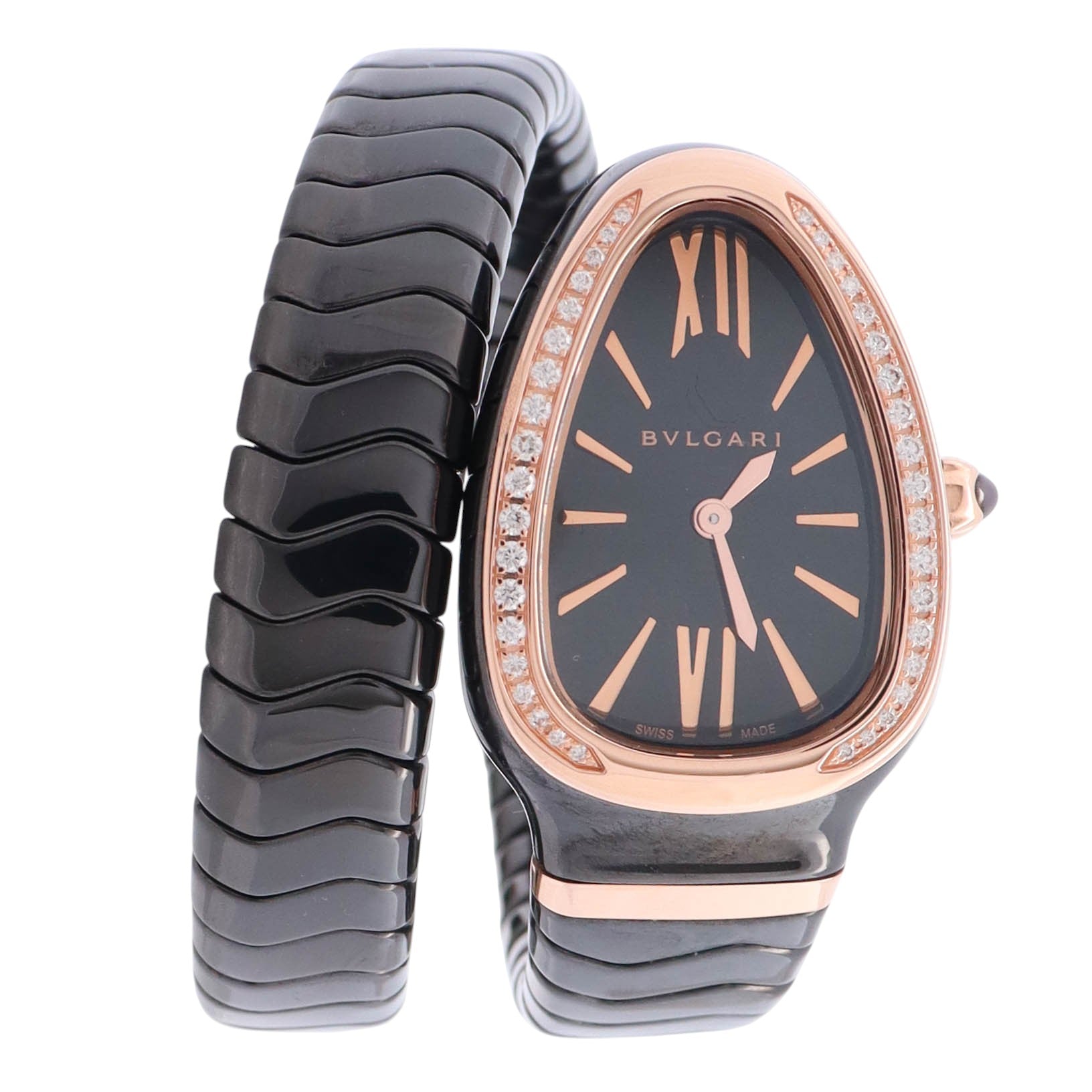 Bvlgari Serpenti Spiga 35mm Black Dial Watch Ref# 102532/SPC35BGDBCGD1.1T