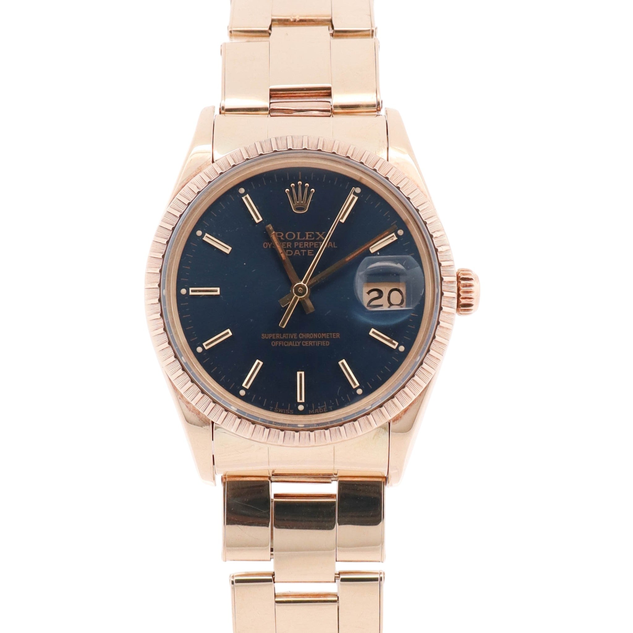 Rolex Date 34mm Blue Dial Watch Ref# 15007