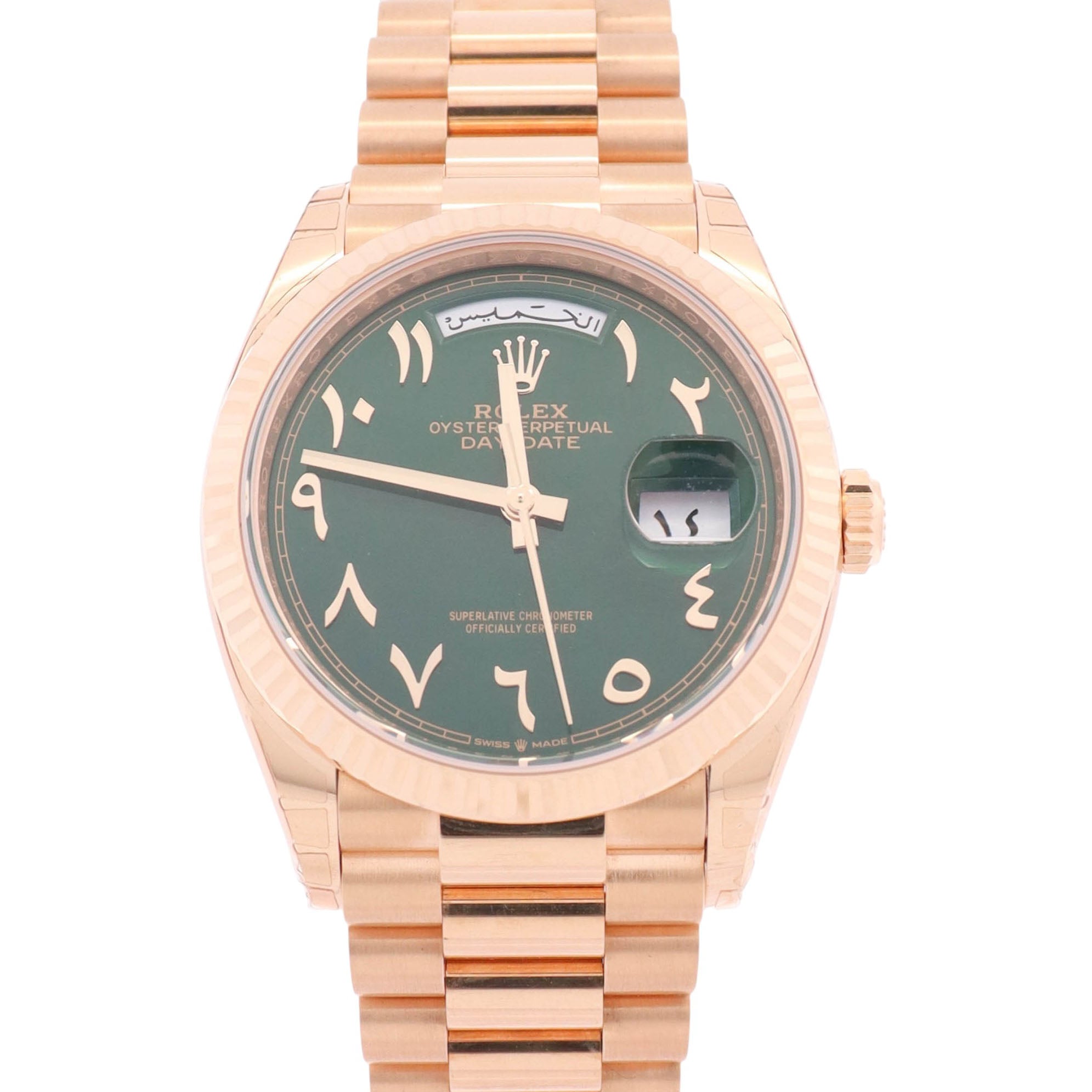 Rolex Day-Date 36mm Green Dial Watch Ref# 128238