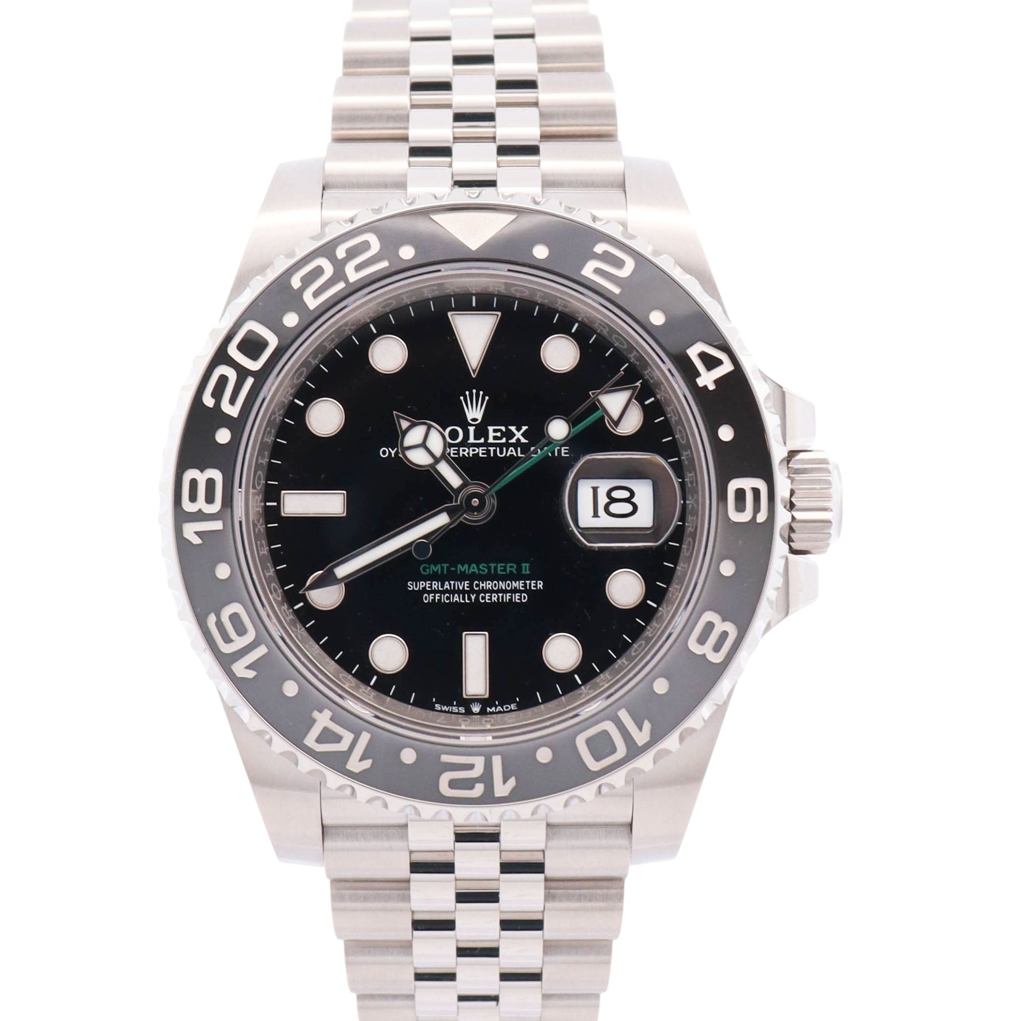 Rolex GMT-Master II 40mm Black Dial Watch Ref# 126710GRNR
