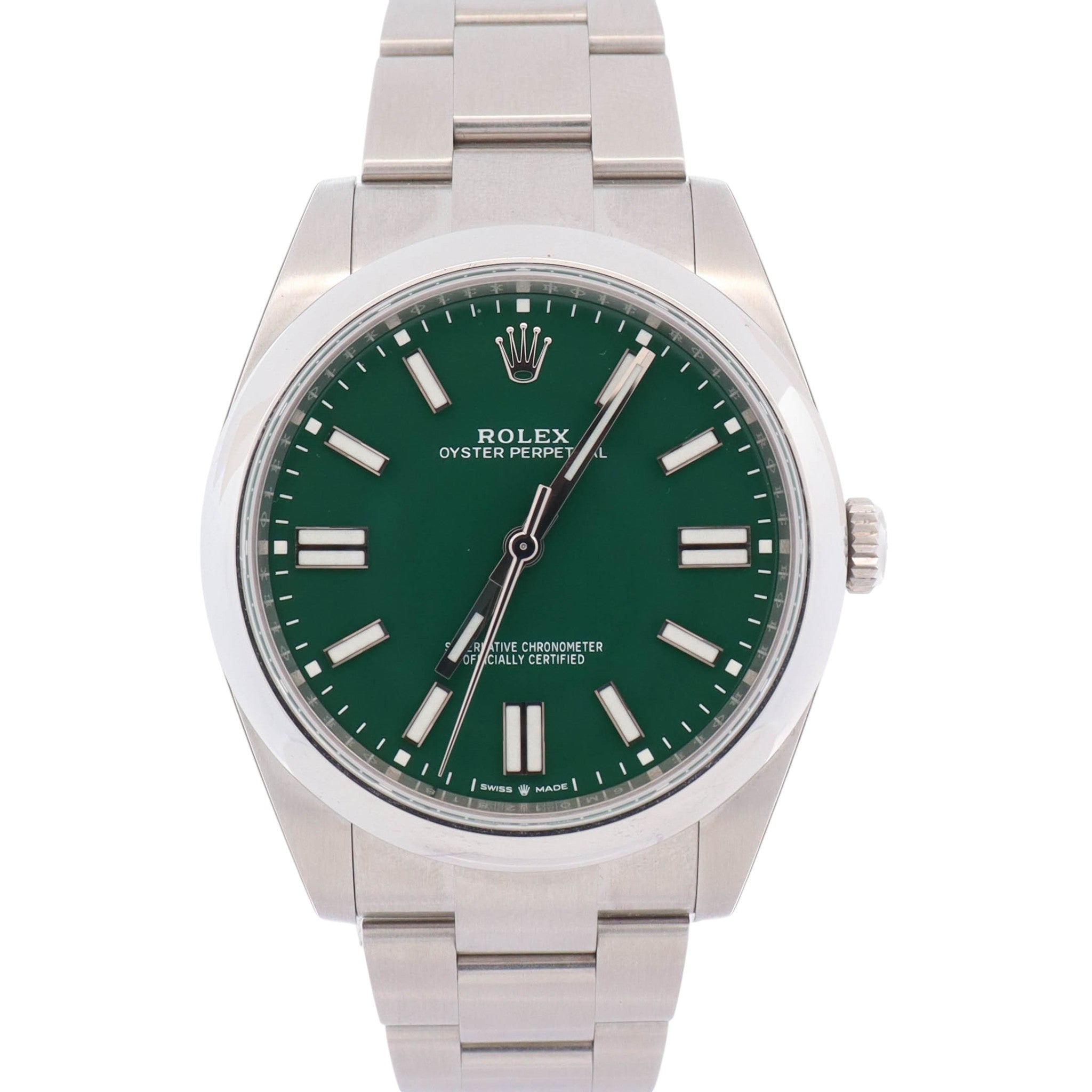 Rolex Oyster Perpetual 41mm Green Dial Watch Ref# 124300