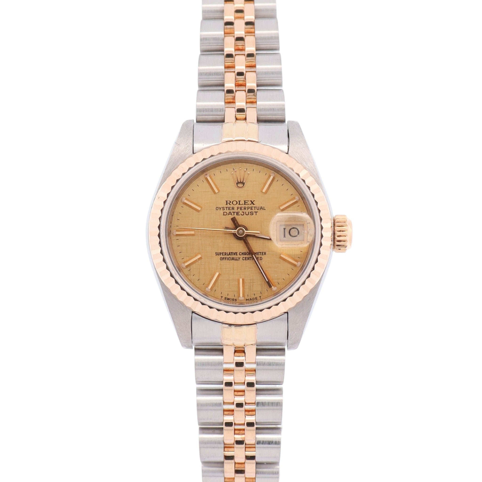 Rolex Datejust 26mm Champagne Linen Dial Watch Ref# 69173