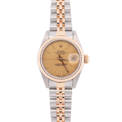 Rolex Datejust 26mm Champagne Linen Dial Watch Ref# 69173