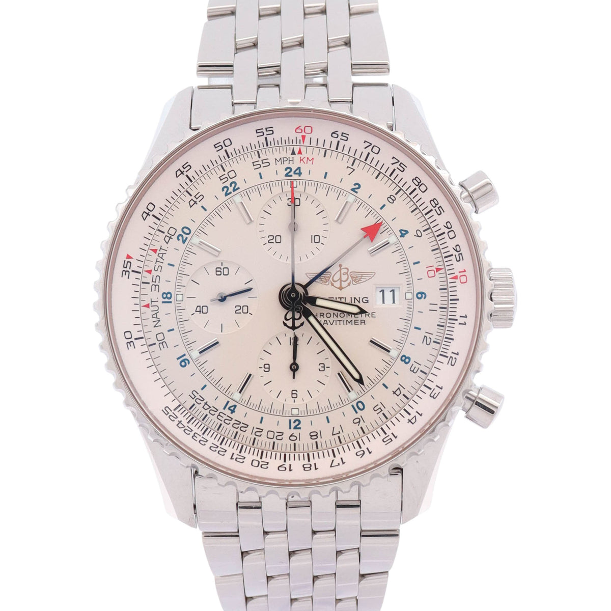 Breitling Navitimer 46mm White Dial Watch Ref# A24322